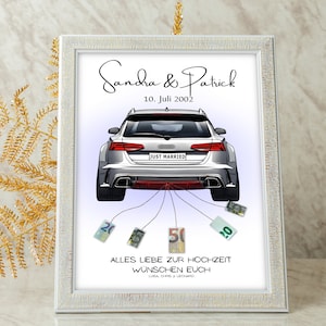 Regalo in denaro per il matrimonio | A4 | Auto per matrimoni | Individuale | Regali di nozze soldi | Regalo dell'ultimo minuto da stampare | PDF