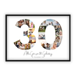 Collage for 30th birthday | A4, A3, A2 | Personalized | 22 pictures | Photo gift | Last-minute gift to print yourself | PDF