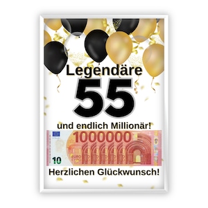 Compleanno regalo in denaro | A4 | Regala soldi in modo creativo | 55esimo compleanno | Regalo dell'ultimo minuto da stampare | PDF