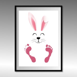 My First 1st Easter / Footprint Handprint Art / Cute Bunny Happy Easter / Baby Toddler / Keepsake