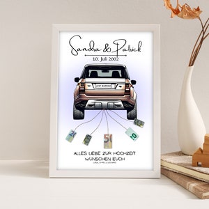 Regalo in denaro per il matrimonio | A4 | Auto per matrimoni | Individuale | Regali di nozze soldi | Regalo dell'ultimo minuto da stampare | PDF