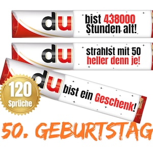 Banderolen passend für duplo® | Geschenk zum 50. Geburtstag Erwachsene und Kinder | Sprüche | Geschenkidee | Meilenstein | Download | PDF