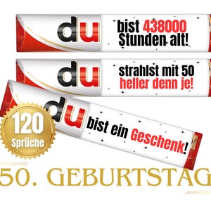 Banderolen passend für duplo® | Geschenk zum 50. Geburtstag Erwachsene und Kinder | Sprüche | Geschenkidee | Meilenstein | Download | PDF