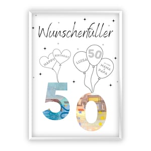 Geldcadeau 50e verjaardag I verjaardagscadeau vijftig grappig | rond verjaardagscadeau gepersonaliseerd geld I PDF Download