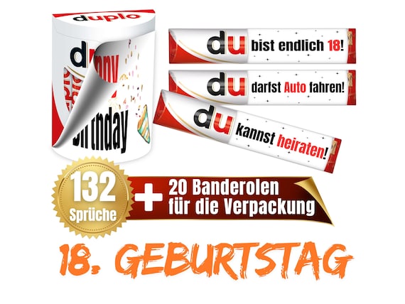 Banderolen passend für duplo® | Geschenk zum 18 Geburtstag Kinder | Sprüche | Last Minute | Geschenkidee | Volljährig | Download | PDF