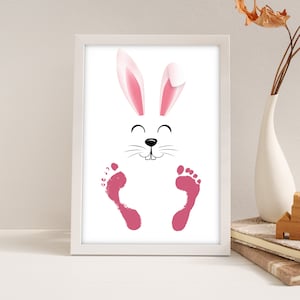 My First 1st Easter / Footprint Handprint Art / Cute Bunny Happy Easter / Baby Toddler / Keepsake