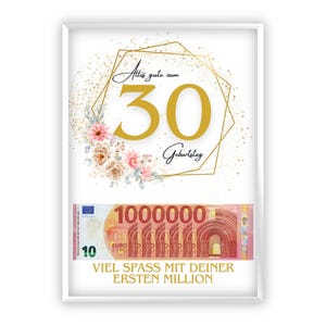 Geldcadeau voor een 30e verjaardag | Cadeau-idee | Je eerste miljoen | Last minute cadeau om zelf te printen | Pdf