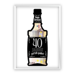 Regalo in denaro per il 40esimo compleanno | A4 | Regala soldi in modo creativo | perfettamente invecchiato | Whisky | Regalo dell'ultimo minuto da stampare | PDF