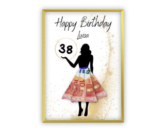 Money gift birthday | Personalized | Individual | Best friend | Woman | Girl | Travel | Celebration | DIY | Picture | PDF