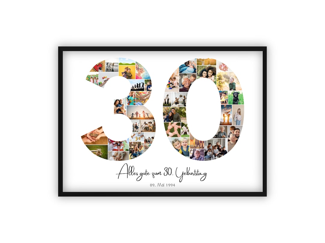 30th Birthday Collage | A4, A3, A2 | Personalized | 44 Images | Photo ...