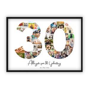 30th Birthday Collage | A4, A3, A2 | Personalized | 44 Images | Photo Gift | Last-Minute Gift to Print | PDF