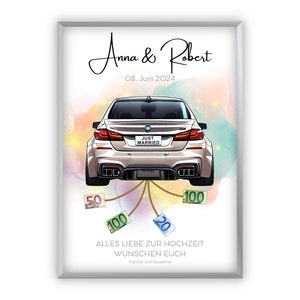 Regalo in denaro per il matrimonio | A4 | Auto per matrimoni | Individuale | Regali di nozze soldi | Regalo dell'ultimo minuto da stampare | PDF