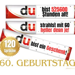 Banderolen passend für duplo® | Geschenk zum 60. Geburtstag Erwachsene und Kinder | Sprüche | Geschenkidee | Meilenstein | Download | PDF