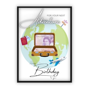 Money Gift Travel Fund for Birthday | Travel | Happy Birthday | Airplane | Suitcase | Last-Minute Self-Printable Gift | PDF