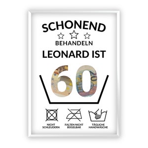 Geldgeschenk 60. Geburtstag I  Geburtstagsgeschenk sechzig lustig | runder Geburtstag Geschenk personalisiert Geld I PDF Download