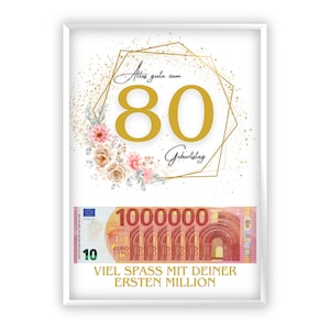 Regalo in denaro per il tuo ottantesimo compleanno | Idea regalo | Il tuo primo milione | Regalo dell'ultimo minuto da stampare | PDF