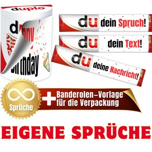 Banderolen passend für duplo® | Geschenk zum personalisieren | Sprüche zum selber machen | sofort online bearbeiten | Download | PDF