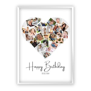 Collage di compleanno | A4, A3, A2 | Personalizzato | Regala un cuore | Regalo fotografico | Regalo dell'ultimo minuto da stampare | PDF