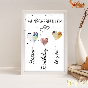 Geldgeschenk zum Geburtstag Geld kreativ verschenken Wunscherfüller Last-Minute Geschenk zum Selbstdrucken PDF Bild 5