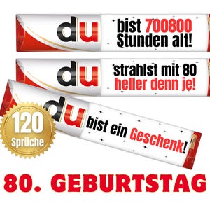 Banderolen passend für duplo® | Geschenk zum 80. Geburtstag Erwachsene und Kinder | Sprüche | Geschenkidee | Meilenstein | Download | PDF