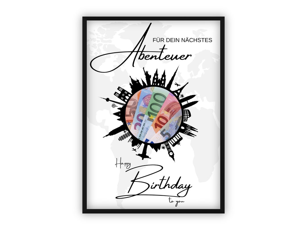 Geldgeschenk Reisekasse zum Geburtstag Reise Happy Birthday Erde