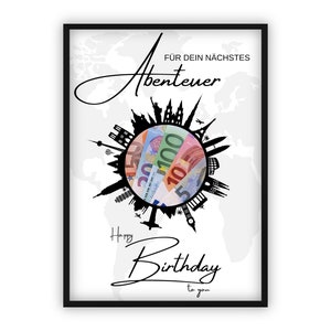 Geldgeschenk Reisekasse zum Geburtstag | Reise | Happy Birthday | Erde | Weltwunder | Last-Minute Geschenk zum Selbstdrucken | PDF