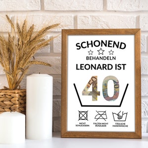 Regalo in denaro per il 40esimo compleanno | A4 | Regala soldi in modo creativo | L'età può essere personalizzata | Regalo dell'ultimo minuto da stampare | PDF