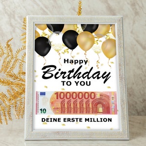 Geldgeschenk zum Geburtstag A4 Geld kreativ verschenken Deine erste Million Last-Minute Geschenk zum Selbstdrucken PDF Bild 3