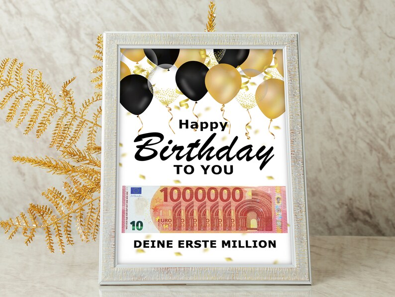 Geldgeschenk zum Geburtstag A4 Geld kreativ verschenken Deine erste Million Last-Minute Geschenk zum Selbstdrucken PDF Bild 3
