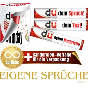 Banderolen passend für duplo® | Geschenk zum personalisieren | Sprüche zum selber machen | sofort online bearbeiten | Download | PDF