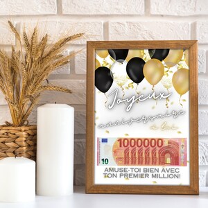 cadeau argent | ton premier million | A4 | affiche message surprise pour billets à offrir | téléchargement immédiat | À IMPRIMER