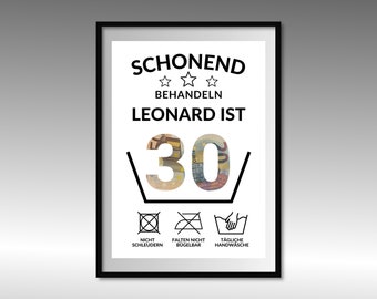 Geldgeschenk 30. Geburtstag I  Geburtstagsgeschenk dreißig lustig | runder Geburtstag Geschenk personalisiert Geld I PDF Download