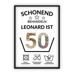 Geldgeschenk 50. Geburtstag I  Geburtstagsgeschenk fünfzig lustig | runder Geburtstag Geschenk personalisiert Geld I PDF Download
