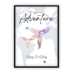 Money Gift Travel Fund for Birthday | Travel | Happy Birthday | Airplane | Adventure Vacation Trip | Last-Minute Self-Printable Gift