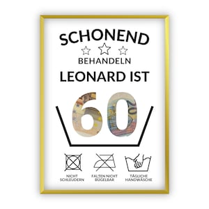Geldgeschenk 60. Geburtstag I  Geburtstagsgeschenk sechzig lustig | runder Geburtstag Geschenk personalisiert Geld I PDF Download
