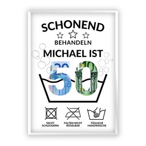 Regalo de dinero para un 50 cumpleaños | A4 | Regala dinero de forma creativa | La edad se puede personalizar | Regalo de última hora para imprimir tú mismo | PDF
