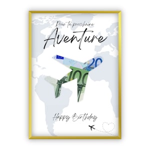 Cadeau en Argent pour Fonds de Voyage Anniversaire |航海 |ジョワイユ・アニヴェルセル |アビオン | Cadeau de Dernière Minute à Imprimer Soi-même