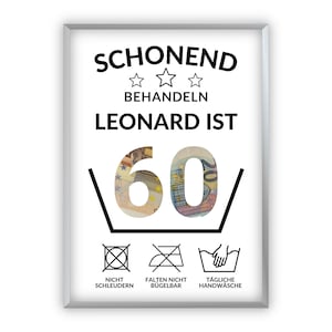 Geldgeschenk 60. Geburtstag I  Geburtstagsgeschenk sechzig lustig | runder Geburtstag Geschenk personalisiert Geld I PDF Download