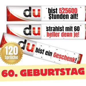 Banderolen passend für duplo® | Geschenk zum 60. Geburtstag Erwachsene und Kinder | Sprüche | Geschenkidee | Meilenstein | Download | PDF