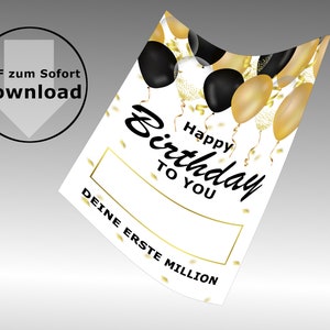 Geldgeschenk zum Geburtstag A4 Geld kreativ verschenken Deine erste Million Last-Minute Geschenk zum Selbstdrucken PDF Bild 6