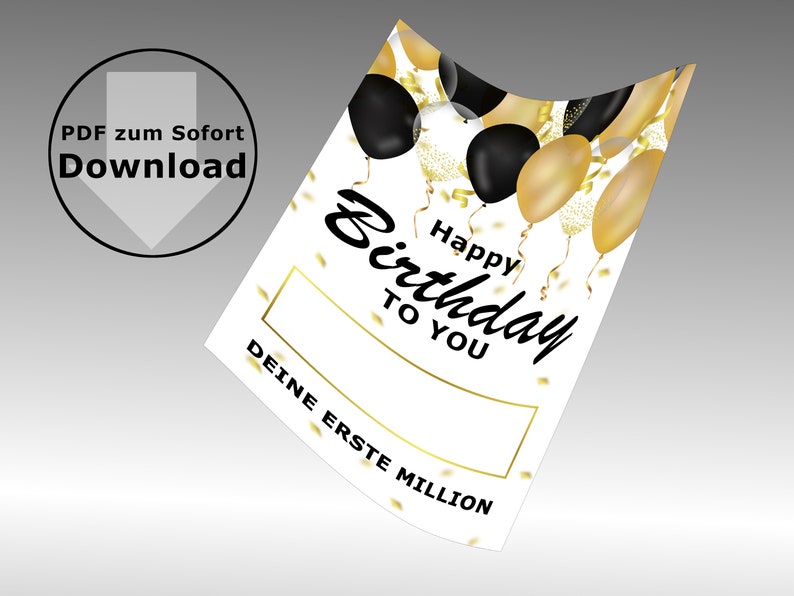 Geldgeschenk zum Geburtstag A4 Geld kreativ verschenken Deine erste Million Last-Minute Geschenk zum Selbstdrucken PDF Bild 6