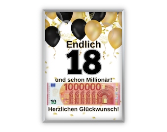 Geldgeschenk Geburtstag | A4 | Geld kreativ verschenken | 18 Geburtstag | Last-Minute Geschenk zum Selbstdrucken | PDF