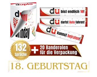 Banderolen passend für duplo® | Geschenk zum 18 Geburtstag Kinder | Sprüche | Geschenkidee | Volljährig | Download | PDF