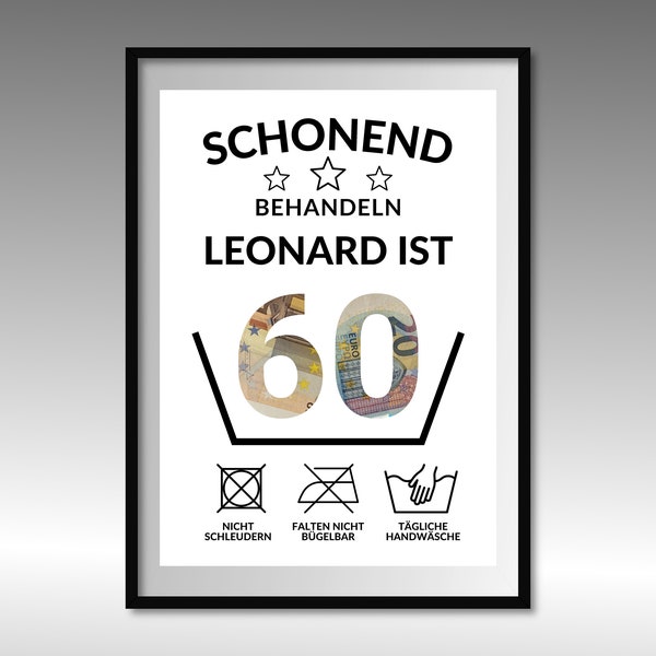 Cadeau d'argent 60e anniversaire I cadeau d'anniversaire soixante drôle | cadeau d'anniversaire rond argent personnalisé I PDF Download