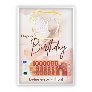 Regalo in denaro per il ventesimo compleanno | A4 | Regala soldi in modo creativo | Il tuo primo milione | Regalo dell'ultimo minuto da stampare | PDF