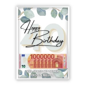 Regalo in denaro per il 40esimo compleanno | A4 | Regala soldi in modo creativo | Il tuo primo milione | Regalo dell'ultimo minuto da stampare | PDF