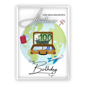 Geldgeschenk Reisekasse zum Geburtstag | Reise | Happy Birthday | Flugzeug | Last-Minute Geschenk zum Selbstdrucken | PDF