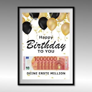 Geldgeschenk zum Geburtstag A4 Geld kreativ verschenken Deine erste Million Last-Minute Geschenk zum Selbstdrucken PDF Bild 1