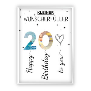Compleanno regalo in denaro | A4 | esauditore di desideri | Regala soldi in modo creativo | 20esimo compleanno | Regalo dell'ultimo minuto da stampare | PDF