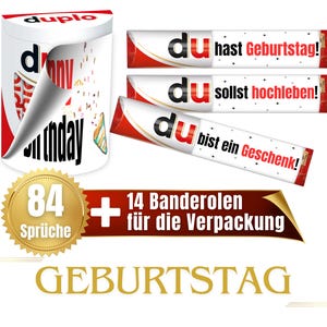 Banderolen passend für duplo® | Geschenk zum Geburtstag Erwachsene und Kinder | Sprüche | Geschenkidee | Volljährig | Download | PDF